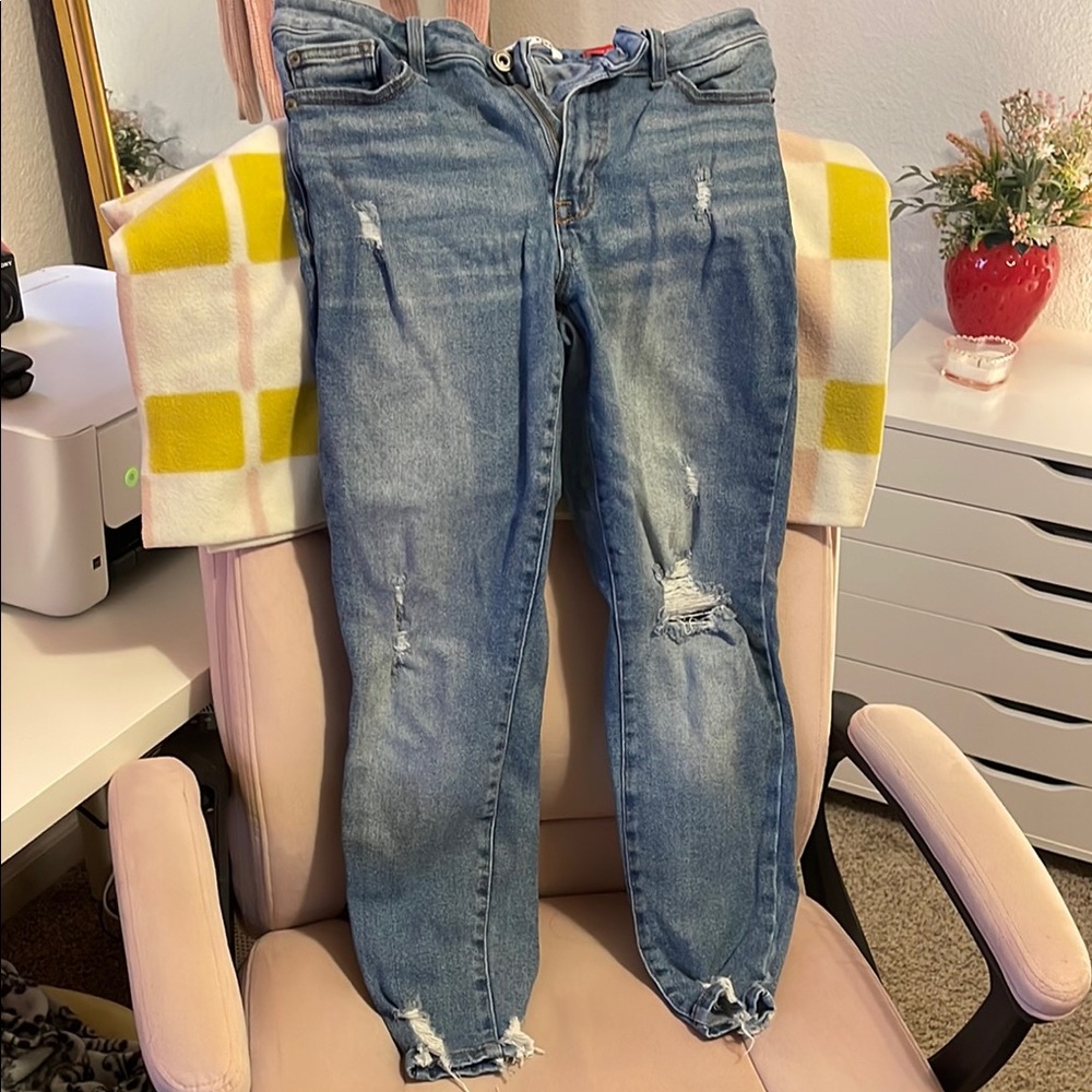 Celebrity Pink Low Rise Blue Skinny Ankle Jeans Distressed